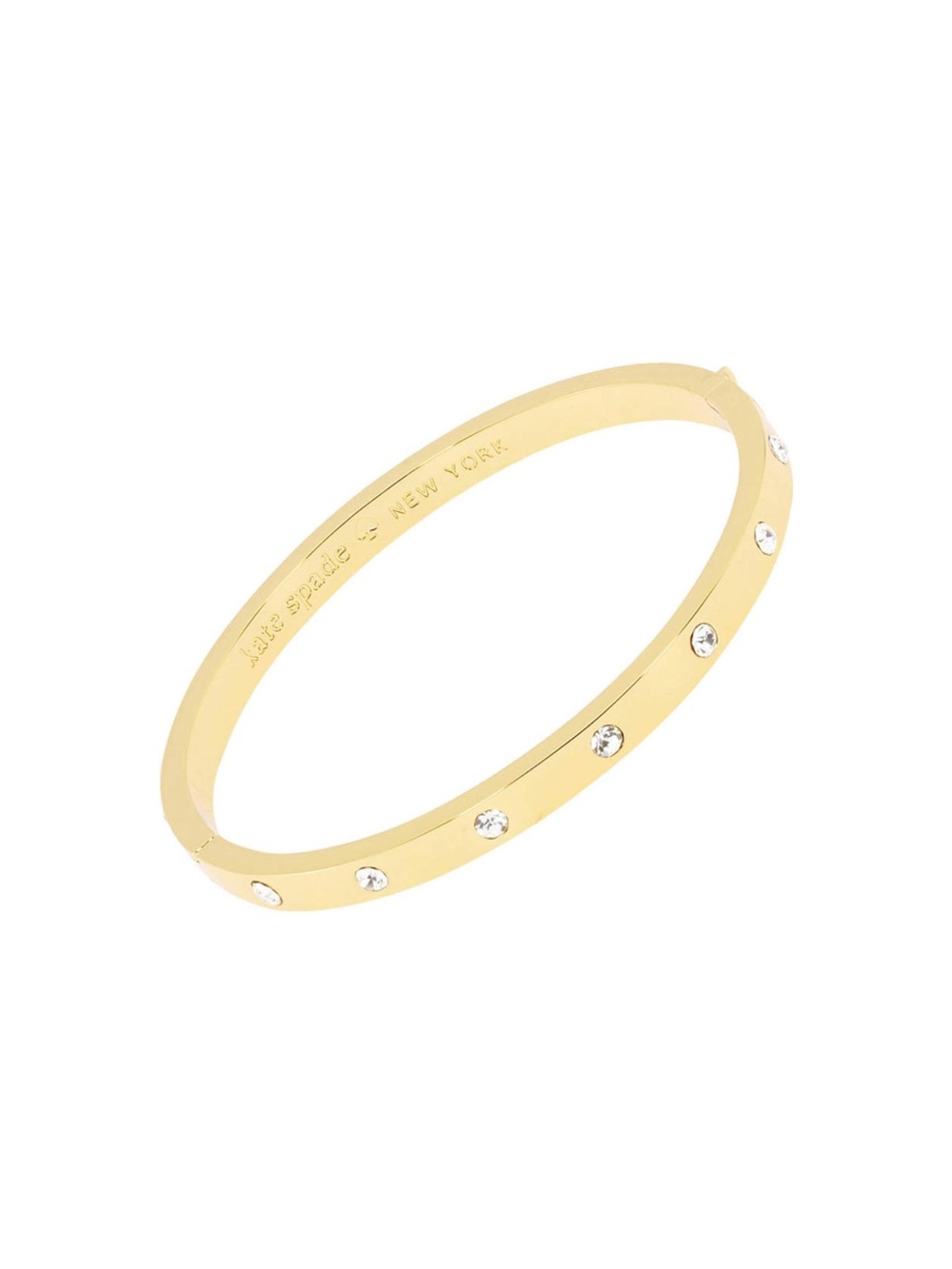 Kate Spade Gold-tone Crystal Set in Stone Hinged Bangle Bracelet - New